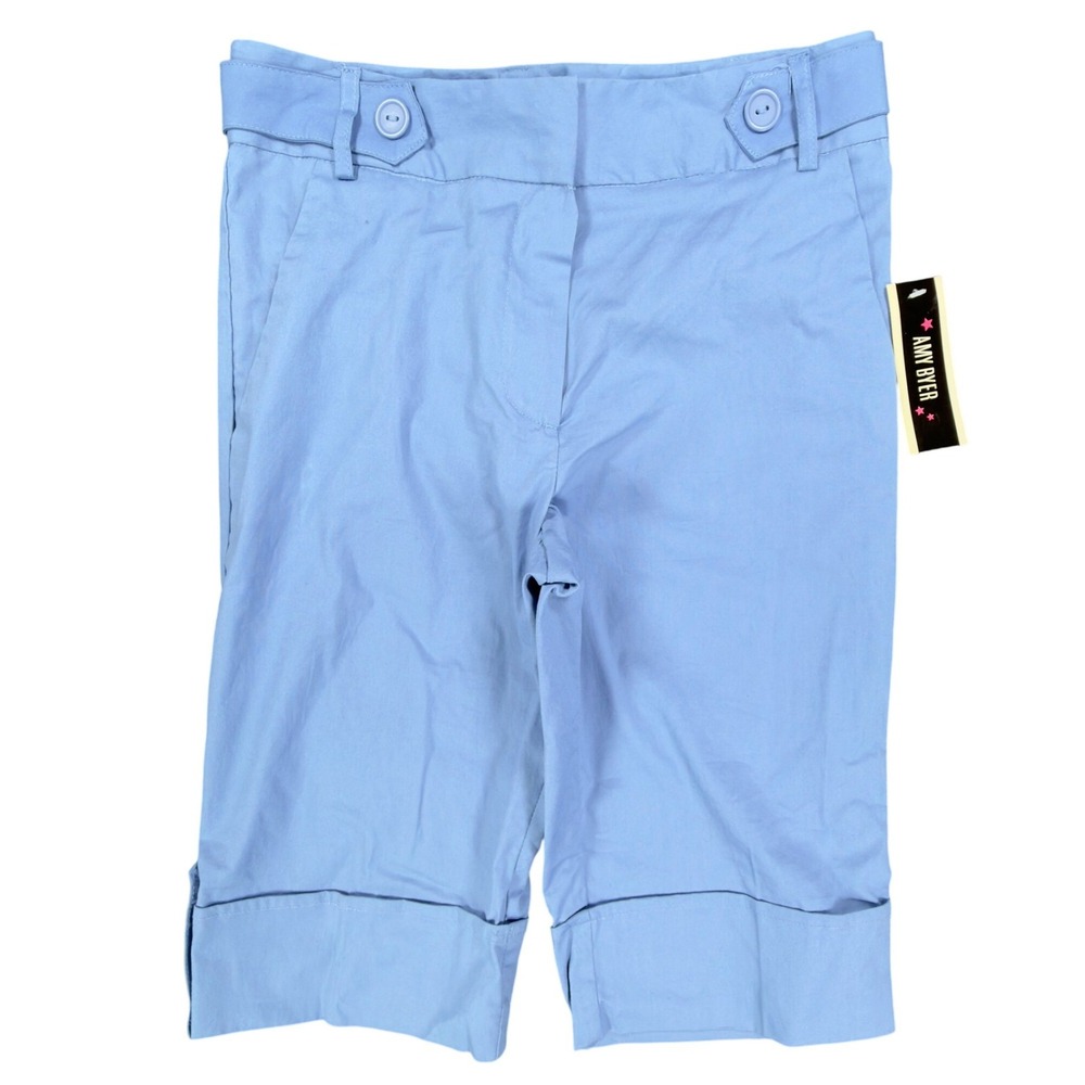 Amy Byer Y2K Bermuda Shorts Girls 12 Blue Cotton Stretch Cuffed New